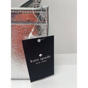 Kate Spade New York Metallic Silver Leather Wristlet Clutch